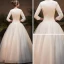 Vintage / Retro Affordable Ivory Winter Wedding Dresses 2019 A-Line / Princess V-Neck 3/4 Sleeve Appliques Lace Floor-Length / Long Ruffle