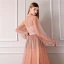 Bling Bling Orange See-through Evening Dresses  2019 A-Line / Princess Scoop Neck Puffy Long Sleeve Glitter Tulle Floor-Length / Long Ruffle Formal Dresses