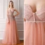 Bling Bling Orange Prom Dresses 2019 A-Line / Princess Spaghetti Straps Sleeveless Glitter Tulle Floor-Length / Long Ruffle Backless Formal Dresses