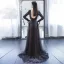 Elegant Black Evening Dresses  2017 A-Line / Princess Scoop Neck 1/2 Sleeves Beading Pearl Sash Sweep Train Backless Formal Dresses