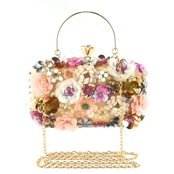 Chic Beautiful Gold Pearl Rhinestone Sequins Outdoor Garden Clutch Bags 2023 Satin