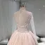 Luxe Champagne Transparentes Fait main Robe De Mariée 2019 Princesse Col Haut Manches Longues Perlage Glitter Tulle Cathedral Train Volants