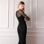 Élégant Noire Transparentes Robe De Soirée 2019 Trompette / Sirène Encolure Dégagée Manches Longues Perlage Longueur Cheville Robe De Ceremonie