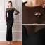 Élégant Noire Transparentes Robe De Soirée 2019 Trompette / Sirène Encolure Dégagée Manches Longues Perlage Longueur Cheville Robe De Ceremonie