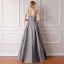 Modern / Fashion Grey Evening Dresses  2019 A-Line / Princess Sleeveless Shoulders Flower Rhinestone Pearl Floor-Length / Long Ruffle Backless Formal Dresses