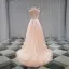 Élégant Champagne Transparentes Jardin / Extérieur Robe De Mariée 2019 Princesse V-Cou Sans Manches Appliques En Dentelle Train De Balayage Volants