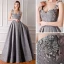 Modern / Fashion Grey Evening Dresses  2019 A-Line / Princess Sleeveless Shoulders Flower Rhinestone Pearl Floor-Length / Long Ruffle Backless Formal Dresses