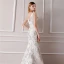 Elegante Ivory / Creme Abendkleider 2019 Meerjungfrau V-Ausschnitt Ärmellos Stickerei Perlenstickerei Sweep / Pinsel Zug Rüschen Rückenfreies Festliche Kleider