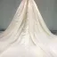Edles Champagner Durchsichtige Brautkleider / Hochzeitskleider 2019 A Linie Rundhalsausschnitt Kurze Ärmel Rückenfreies Applikationen Spitze Perlenstickerei Kathedrale Schleppe