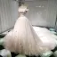 Meilleur Champagne Robe De Mariée 2019 Princesse De l'épaule Manches Courtes Dos Nu Appliques En Dentelle Perle Paillettes Perlage Cathedral Train
