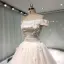 Meilleur Champagne Robe De Mariée 2019 Princesse De l'épaule Manches Courtes Dos Nu Appliques En Dentelle Perle Paillettes Perlage Cathedral Train