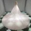 Beste Champagne Brudekjoler 2019 Prinsesse Av Skulderen Kjæreste Langermede Ryggløse Appliques Blonder Krystall Beading Glitter Tyll Cathedral Train Buste