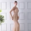Luxury / Gorgeous Champagne See-through Evening Dresses  2019 Trumpet / Mermaid Scoop Neck Puffy Long Sleeve Beading Pearl Sweep Train Ruffle Formal Dresses