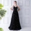 Élégant Noire Robe De Bal 2019 Princesse Bretelles Spaghetti Sans Manches Étoile Brodé Longue Volants Dos Nu Robe De Ceremonie