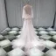 Illusion Sexy See-through Beach Summer Ivory Trumpet / Mermaid Wedding Dresses 2019 Scoop Neck Long Sleeve Appliques Lace Pearl Court Train Ruffle