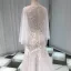 Illusion Sexy See-through Beach Summer Ivory Trumpet / Mermaid Wedding Dresses 2019 Scoop Neck Long Sleeve Appliques Lace Pearl Court Train Ruffle