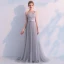 Elegante Grau Abendkleider 2019 Empire One-Shoulder Ärmellos Strass Sweep / Pinsel Zug Rückenfreies Rüschen Festliche Kleider