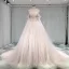 Luksus Champagne Blonder Brudekjoler 2019 Prinsesse Kjæreste Av Skulderen Korte Ermer Ryggløse Beading Cathedral Train Buste