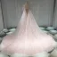 Luksus Champagne Blonder Brudekjoler 2019 Prinsesse Kjæreste Av Skulderen Korte Ermer Ryggløse Beading Cathedral Train Buste