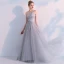 Elegante Grau Abendkleider 2019 Empire One-Shoulder Ärmellos Strass Sweep / Pinsel Zug Rückenfreies Rüschen Festliche Kleider