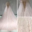 Luksus Champagne Blonder Brudekjoler 2019 Prinsesse Kjæreste Av Skulderen Korte Ermer Ryggløse Beading Cathedral Train Buste