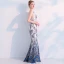 Modern / Fashion Ivory Evening Dresses  2019 Trumpet / Mermaid Scoop Neck Sleeveless Printing Flower Floor-Length / Long Ruffle Backless Formal Dresses