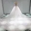 Luksus Champagne Brudekjoler 2019 Trompet / Havfrue Kjæreste Av Skulderen Korte Ermer Ryggløse Appliques Blonder Beading Perle Avtakbar Cathedral Train