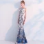 Modern / Fashion Ivory Evening Dresses  2019 Trumpet / Mermaid Scoop Neck Sleeveless Printing Flower Floor-Length / Long Ruffle Backless Formal Dresses