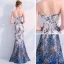 Modern / Fashion Ivory Evening Dresses  2019 Trumpet / Mermaid Scoop Neck Sleeveless Printing Flower Floor-Length / Long Ruffle Backless Formal Dresses