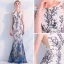 Modern / Fashion Ivory Evening Dresses  2019 Trumpet / Mermaid Scoop Neck Sleeveless Printing Flower Floor-Length / Long Ruffle Backless Formal Dresses