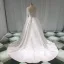 Illusion Ivory Satin Wedding Dresses 2019 A-Line / Princess Deep V-Neck Long Sleeve Backless Pearl Beading Chapel Train Ruffle