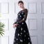 Romantique Noire Transparentes Robe De Soirée 2019 Princesse Encolure Dégagée Gonflée Manches Longues Appliques Paillettes Brodé Train De Balayage Volants Robe De Ceremonie