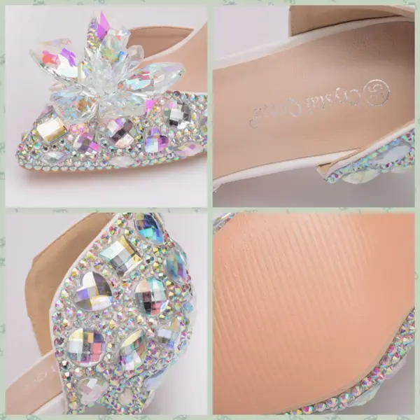 Cendrillon Argenté Cristal Chaussure De Mariée 2023 7 cm Mariage Talons Aiguilles À Bout Pointu Chaussure De Mariée Talons Hauts