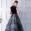 Modern / Fashion Brown Prom Dresses 2019 Ball Gown Scoop Neck Sleeveless Printing Flower Satin Court Train Ruffle Formal Dresses