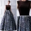 Modern / Fashion Brown Prom Dresses 2019 Ball Gown Scoop Neck Sleeveless Printing Flower Satin Court Train Ruffle Formal Dresses