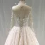 Meilleur Champagne Transparentes Robe De Mariée 2019 Princesse Encolure Dégagée Percé Manches Longues Dos Nu Appliques En Dentelle Perle Cathedral Train Volants