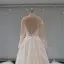Classy Champagne See-through Wedding Dresses 2019 A-Line / Princess Scoop Neck Long Sleeve Appliques Lace Cathedral Train Ruffle