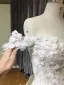 Chic / Beautiful Champagne Wedding Dresses 2019 A-Line / Princess Off-The-Shoulder Short Sleeve Backless Appliques Lace Pearl Glitter Tulle Chapel Train Ruffle