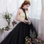Amazing / Unique Black Gold Prom Dresses 2017 Ball Gown Halter Sleeveless Floor-Length / Long Backless Formal Dresses