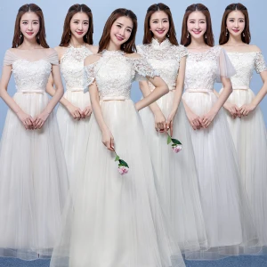 Affordable Champagne Pierced Bridesmaid Dresses 2018 A Line Princess Appliques Flower Bow Sash Floor Length Long Ruffle Backless Wedding Party Dresses