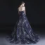 Bling Bling Mørk Marineblå Ballkjoler 2018 Prinsesse Kjæreste Uten Ermer Beading Rhinestone Chapel Train Buste Ryggløse Formelle Kjoler
