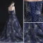 Bling Bling Mørk Marineblå Ballkjoler 2018 Prinsesse Kjæreste Uten Ermer Beading Rhinestone Chapel Train Buste Ryggløse Formelle Kjoler