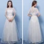 Affordable Champagne Pierced Bridesmaid Dresses 2018 A-Line / Princess Appliques Flower Bow Sash Floor-Length / Long Ruffle Backless Wedding Party Dresses