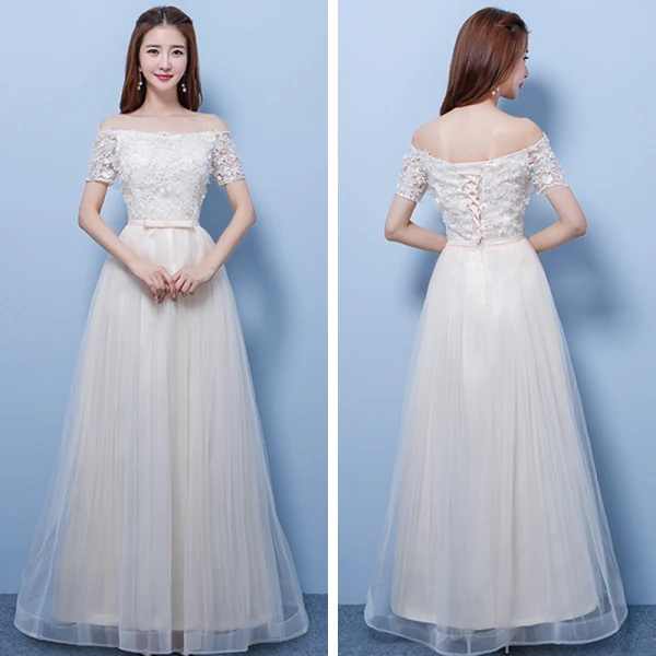 Affordable Champagne Pierced Bridesmaid Dresses 2018 A-Line / Princess Appliques Flower Bow Sash Floor-Length / Long Ruffle Backless Wedding Party Dresses