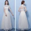 Affordable Champagne Pierced Bridesmaid Dresses 2018 A-Line / Princess Appliques Flower Bow Sash Floor-Length / Long Ruffle Backless Wedding Party Dresses