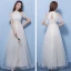 Affordable Champagne Pierced Bridesmaid Dresses 2018 A-Line / Princess Appliques Flower Bow Sash Floor-Length / Long Ruffle Backless Wedding Party Dresses