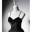 Modest / Simple Black Suede Prom Dresses 2019 A-Line / Princess Spaghetti Straps Sleeveless Floor-Length / Long Ruffle Backless Formal Dresses
