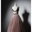 Elegant Pearl Pink Prom Dresses 2019 A-Line / Princess Shoulders Sleeveless Appliques Lace Sash Floor-Length / Long Ruffle Backless Formal Dresses