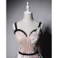 Elegant Pearl Pink Prom Dresses 2019 A-Line / Princess Shoulders Sleeveless Appliques Lace Sash Floor-Length / Long Ruffle Backless Formal Dresses
