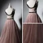 Elegant Pearl Pink Prom Dresses 2019 A-Line / Princess Shoulders Sleeveless Appliques Lace Sash Floor-Length / Long Ruffle Backless Formal Dresses